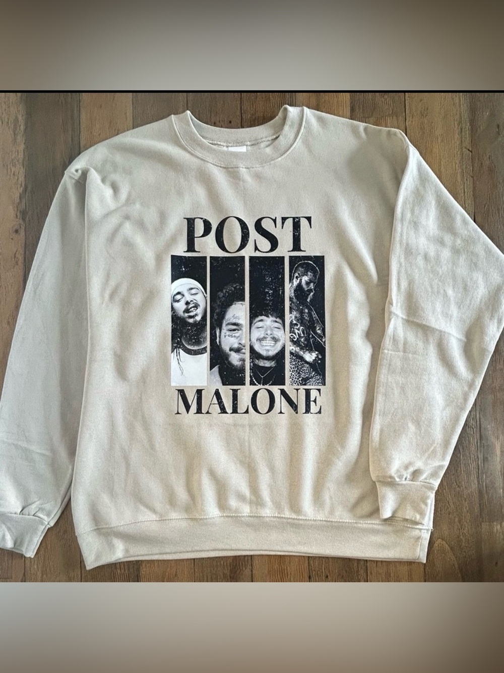 POST MALONE Hanes Cream Graphic Oversized Sweatshirt - Picture 2 of 11